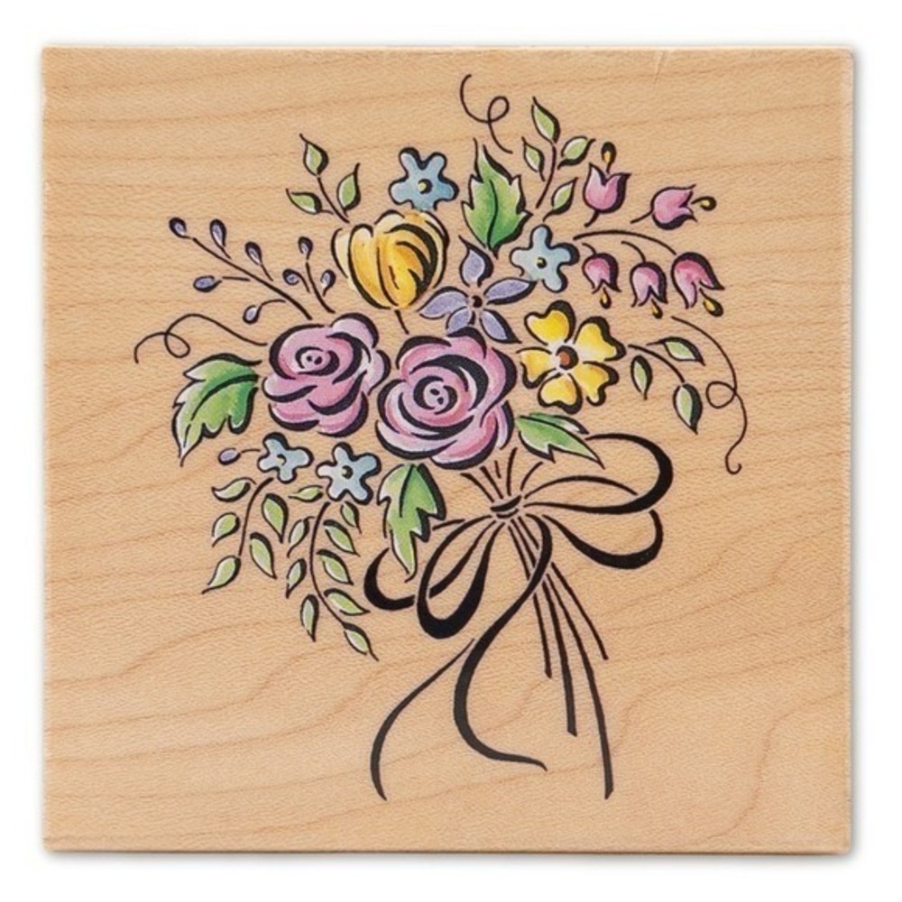 All Night Media Bouquet Rubber Stamp Vintage Y2K Wood Mounted Wedding‎ Floral